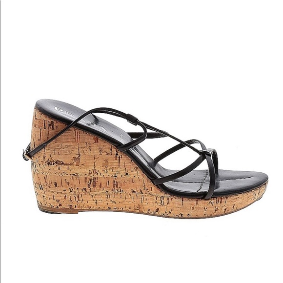 Prada black strappy sandals with cork heal. - Picture 1 of 7